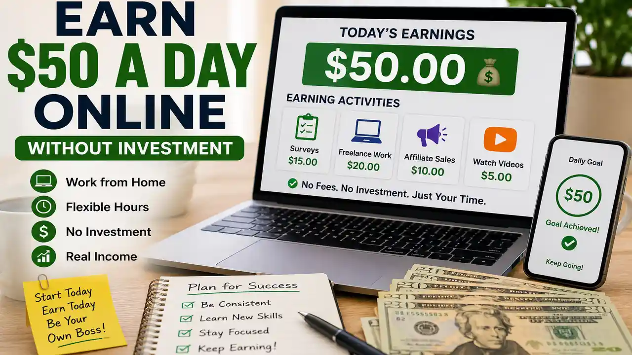 Earn $50 a Day Online Without Investment Apps-How to Make $50 Dollars a Day Online from Home