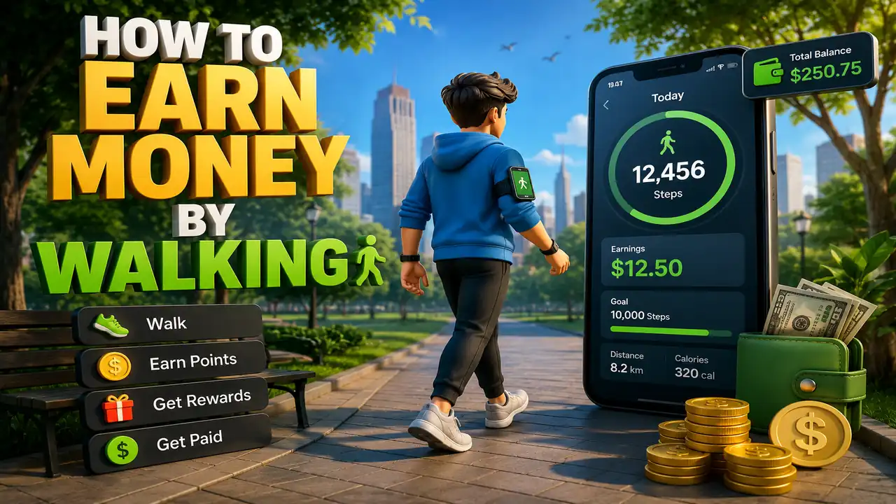 How to Earn Money by Walking Apps Free Stuff-Ways to Get Paid-Apps that Pay you to Walk Real Money